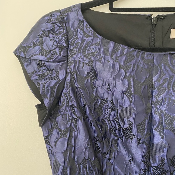 Aidan Mattox Navy Jacquard Cocktail Mini Dress - Picture 3 of 6